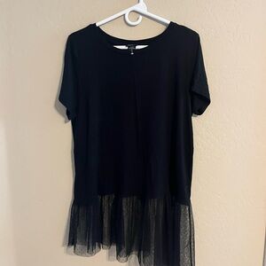 Torrid Black Short Sleeve Top with Mesh Hem